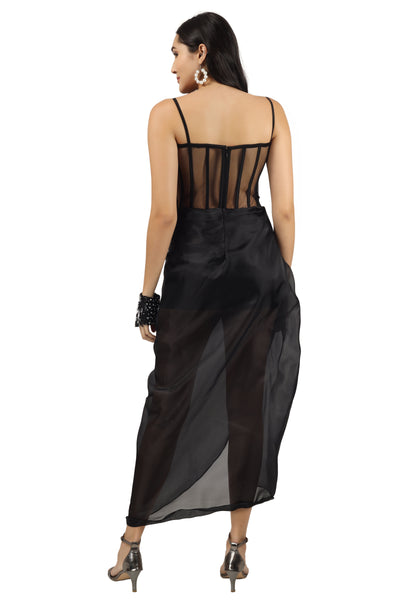 Charcoal Black Sleek Fitted Gown