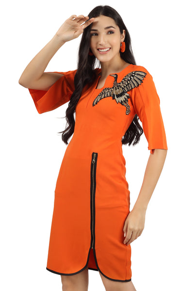 Charming orange Midi Dress