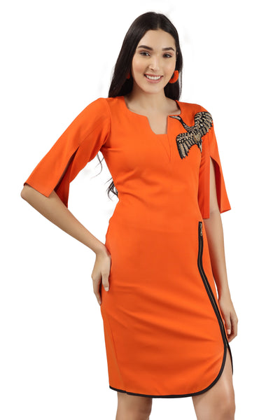 Charming orange Midi Dress