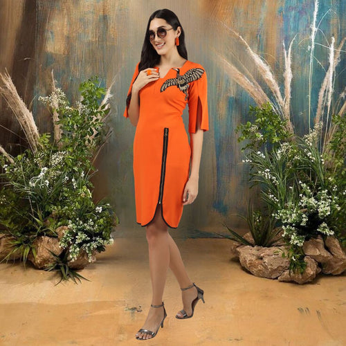 Charming orange Midi Dress