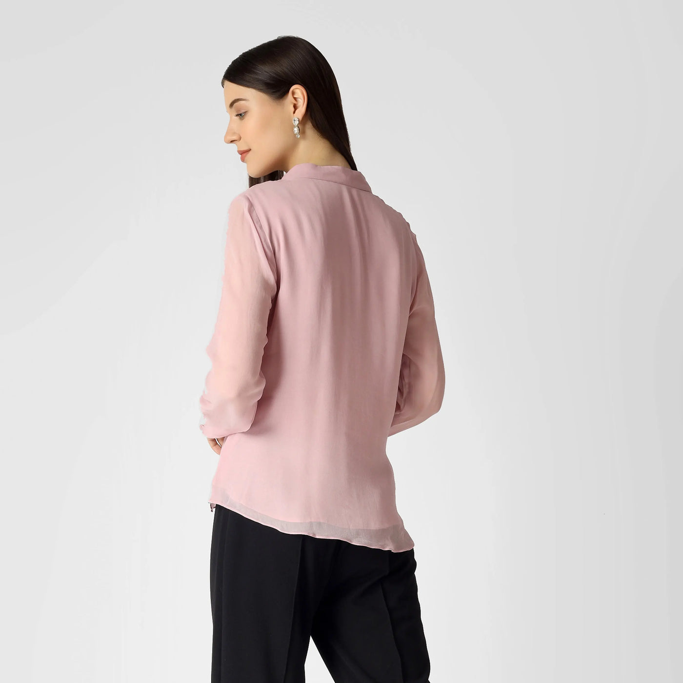 Flamingo Pink Metallic Pleat Top 