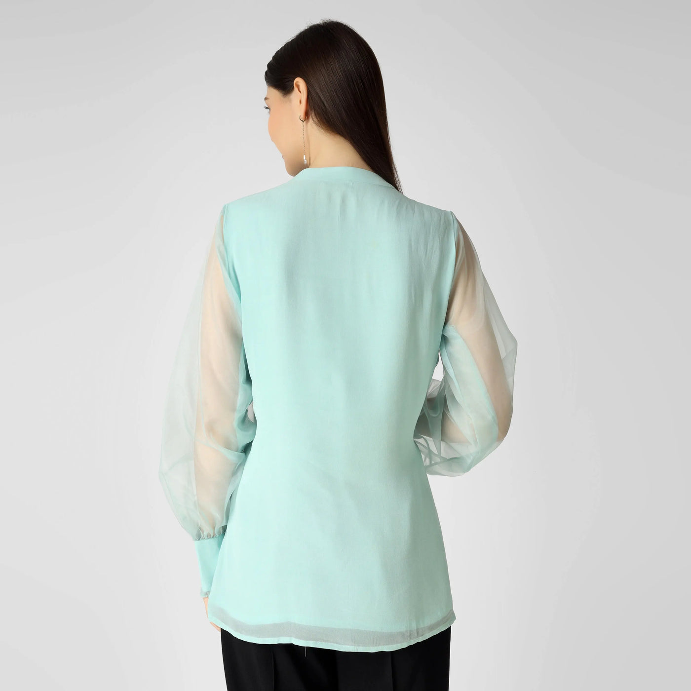 Mint Green Band Collar Top 